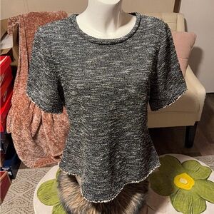 Banana Republic Black Heathered Short Sleeve Knit Top